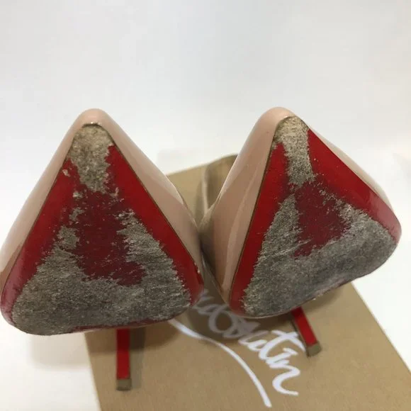 Christian Louboutin Women's 38.5 Heels Nude Pigalle 100mm - Picture 9 of 10